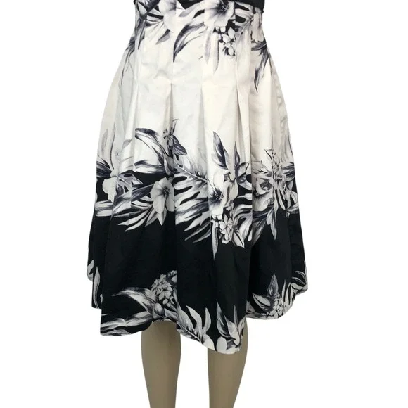 WHBM Floral Print Fit and Flare A-Line Dress Size 10 Retro Whimsigoth Pinup - Picture 3 of 8